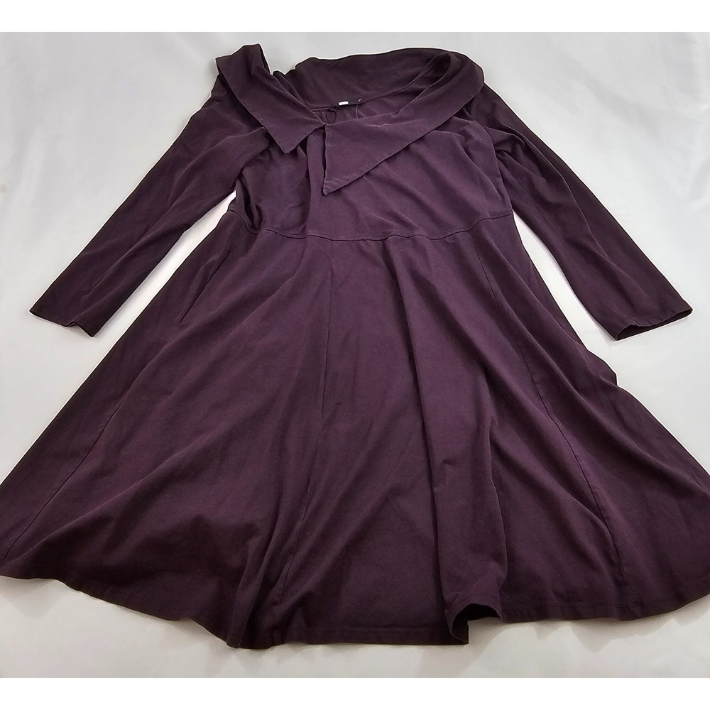 eShakti Dress Womens sz 20 W stretch zip cotton spandex purple red pockets